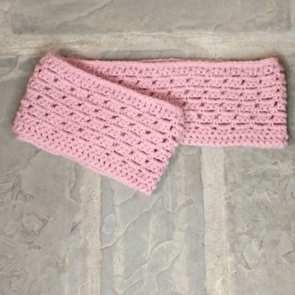 Handmade Pink‎ Crochet Neck Warmer Cowl Soft Knit Winter Scarf Accessory Barbie